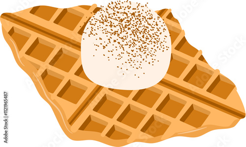 Croffle illustration. Waffle illustration. Croissant illustration.