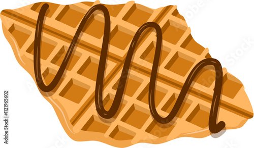 Croffle illustration. Waffle illustration. Croissant illustration.