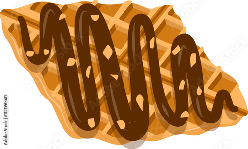 Croffle illustration. Waffle illustration. Croissant illustration.
