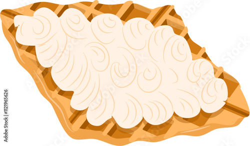 Croffle illustration. Waffle illustration. Croissant illustration.