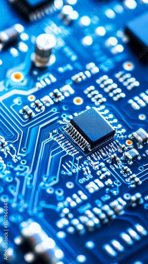Fototapeta premium Advanced Computer Processor on an Circuit Board, PCB for AI