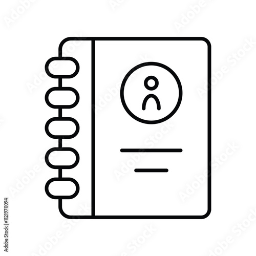 address book line icon with white background vector stock illustration