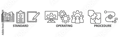 SOP icon set illustration concept with icon of standard, operating, procedure