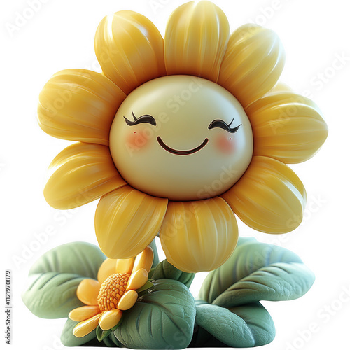 Whimsical Anthropomorphic Sunflower Digital Artwork with Cartoon Quality background removal