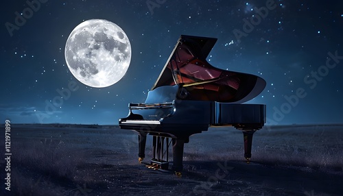 Grand Piano Under Moonlight