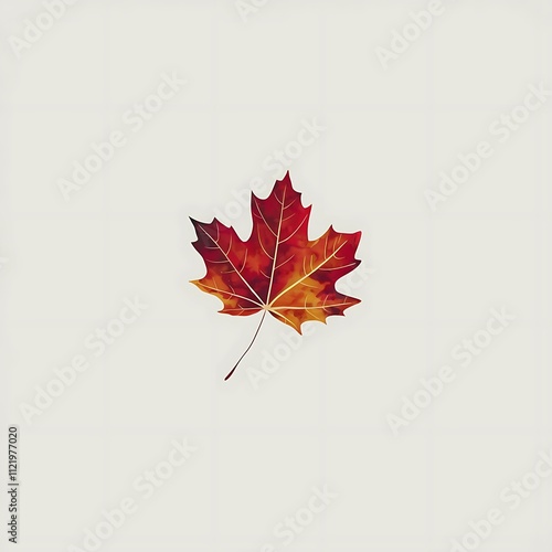 One mape leaf Minimal autumn art. photo