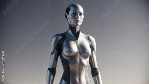 Cyborg Woman with Futuristic Technology Concept photo