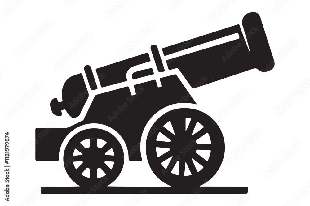 Fototapeta premium Vector Illustration of Cannon Silhouette Bold and Simple Icon Design
