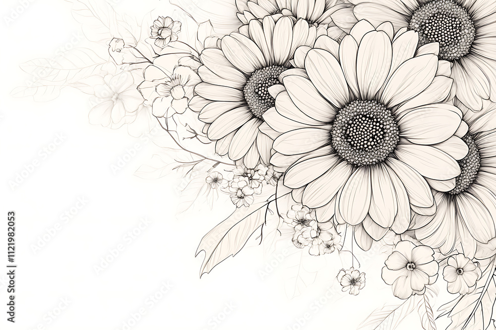 Fototapeta premium Elegant Floral Line Art Design