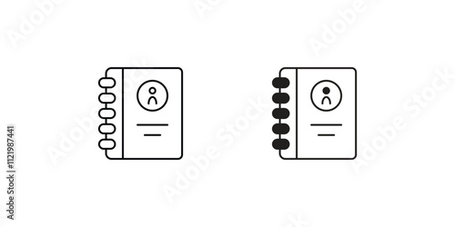 address book set icon with white background vector stock illustration