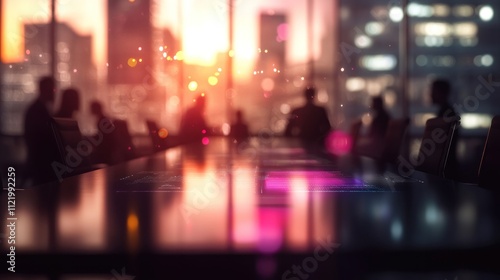 Wallpaper Mural Conference room with sunset view and silhouettes Torontodigital.ca