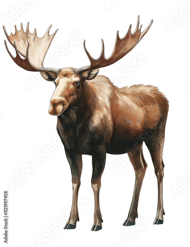 Realistic and cute wildlife clipart --- Moose with generated artificial intelligence.	