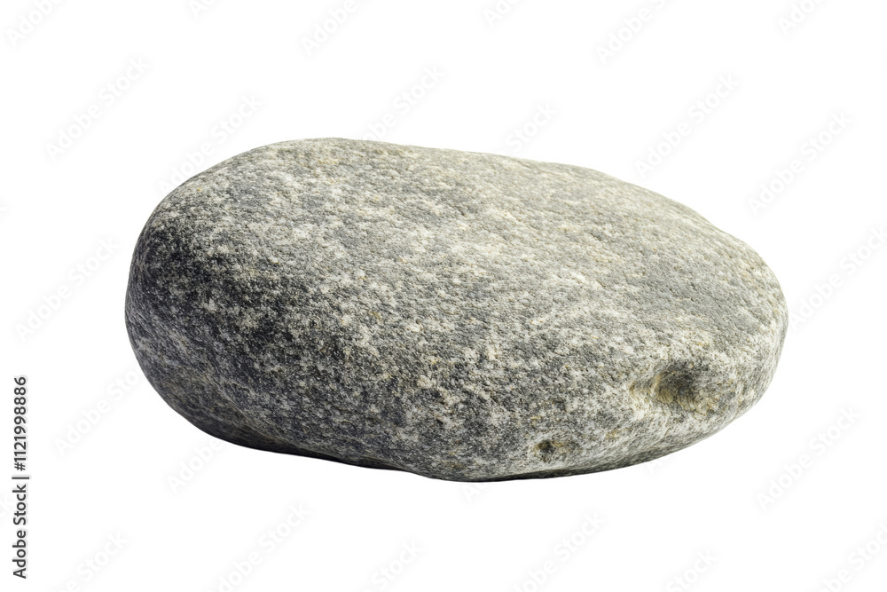 A smooth, gray river rock on a white isolated background, perfect for natural decor or design concepts. A smooth, gray river rock on a white isolated background, perfect for natural decor or design concepts.