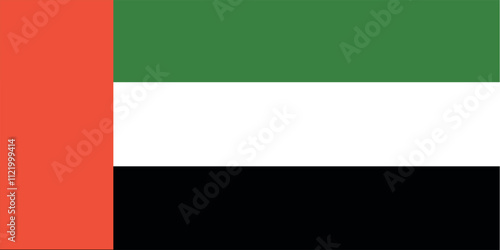 Vector illustration of the UAE flag in its original 1:2 proportion, featuring red, green, white, and black colors, symbolizing unity and pride.