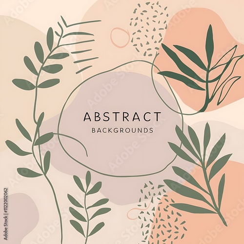 Abstract backgrounds with simple geometric elements. Cover with minimalistic boho style and pastel colors for posters, covers, banners, social media posts photo