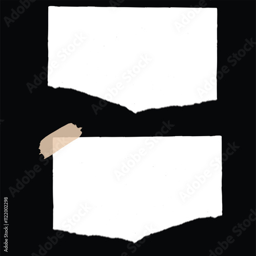 Set of torn paper. Paper with space for text. Torn white paper texture or paper background for design with copy space, background for text. Paper scraps ripped page piece. Torn note paper page.