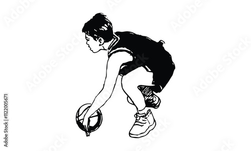 Basketball player shooting ball, jump shot. Isolated vector silhouette. black & white basketball player. basketball vector logo design mascot with modern illustration, emblem & t-shirt printing.