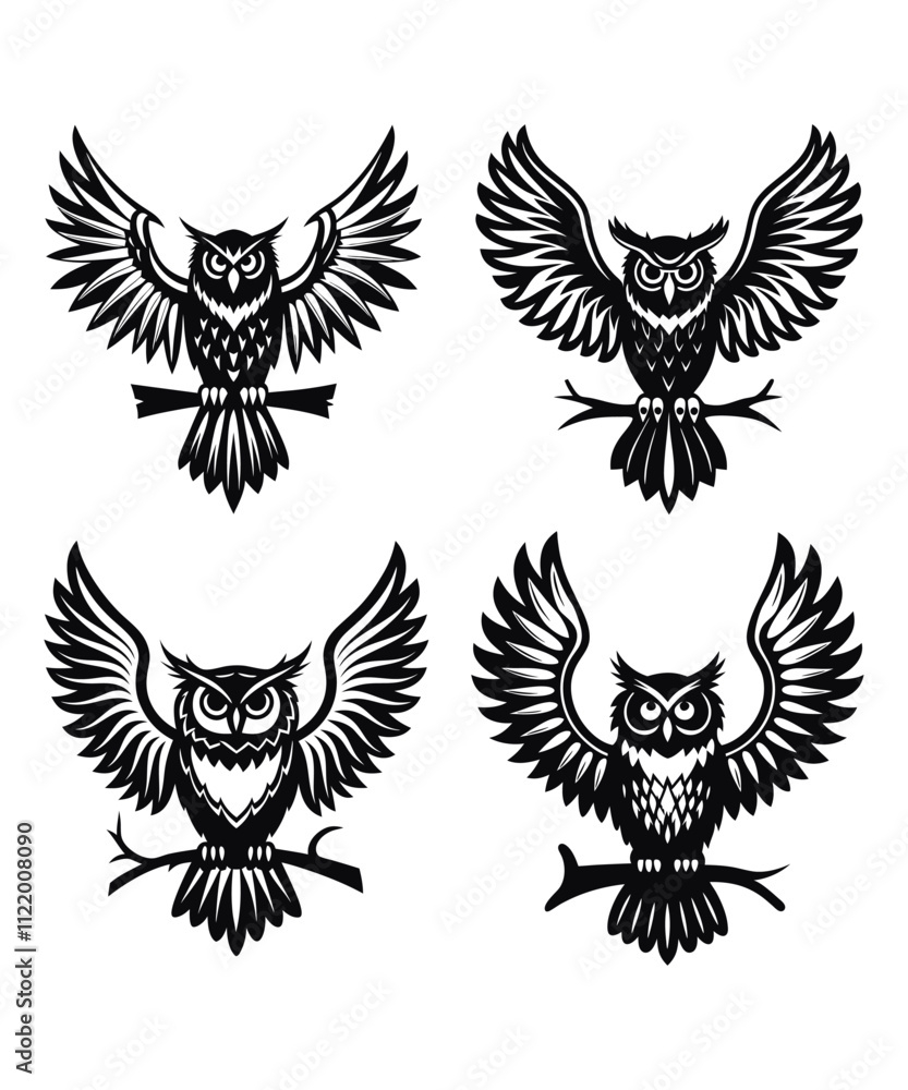 Obraz premium Owl silhouette vector illustrations