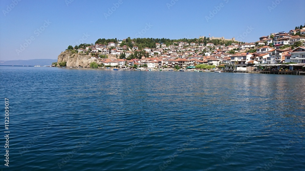 Fototapeta premium View from a boat trip on Lake Ohrid