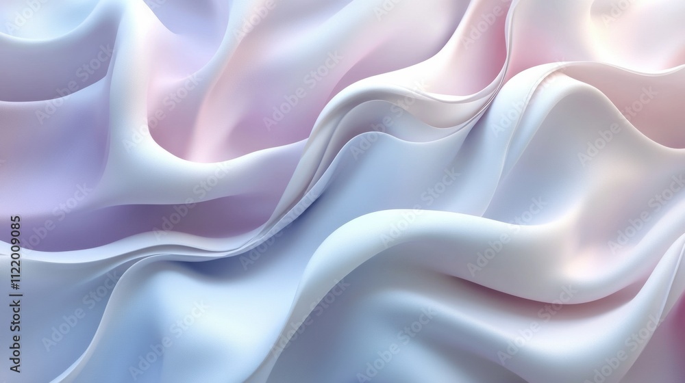 Obraz premium A flowing fabric design features smooth curves in soft pastel colors, providing a versatile mockup with ample copy space for design purposes. Generative AI