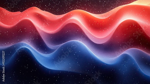 A 3D wave graphic texture uses contrasting blue and red colors to create a dynamic and visually striking effect photo