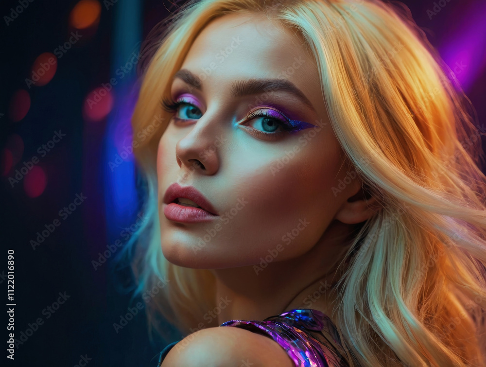 Naklejka premium portrait of a woman in close in a club