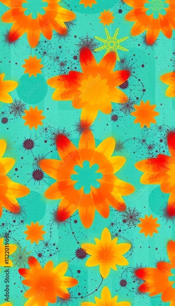 Obraz premium This dynamic abstract pattern features a vibrant interplay of colors and organic shapes. The bold brushstrokes and textured background create a visually striking and energetic composition.