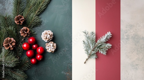 christmas wreath on wooden background