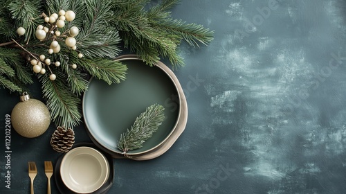 christmas wreath on wooden background
