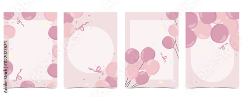 Baby shower invitation card for girl with balloon, cloud,sky, pink