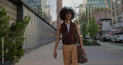 Fashionable man walking in new york city