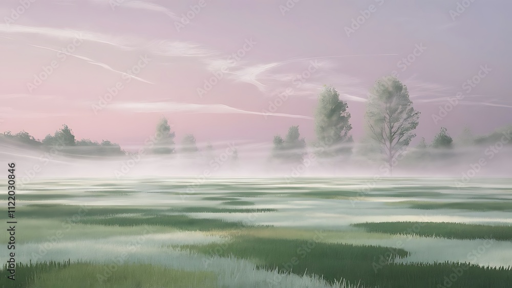 Fototapeta premium Minimalist misty landscape. Ukraine.