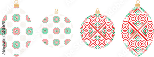 Christmas tree and Christmas ball inspired by Hmong ethnic patterns