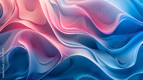 Wallpaper Mural Abstract Blue and Pink Wave Art: A Serene Digital Painting Torontodigital.ca