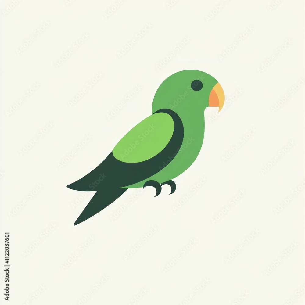 Obraz premium A simplified illustration of a green parrot.