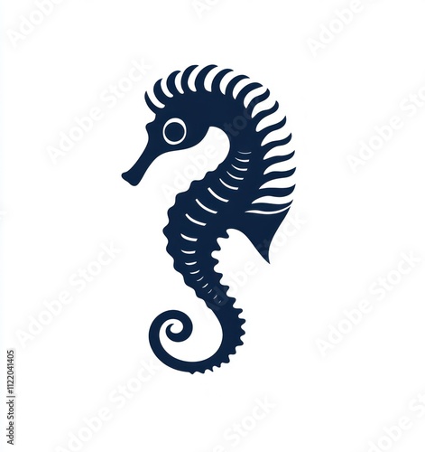 Stylized seahorse silhouette on white background. photo