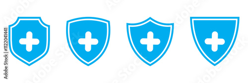 Shield with cross icon set
