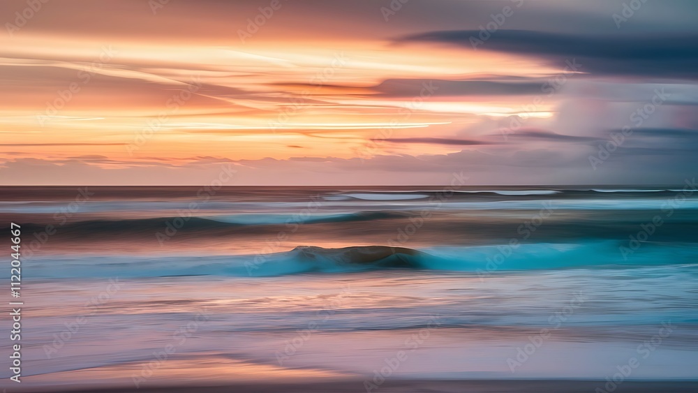 Fototapeta premium Abstract sinrise sky and ocean nature background with blurred panning motion.