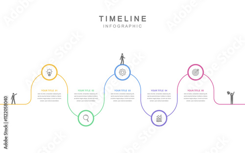 Business road map timeline infographic concept. with icons and 5 options, workflow layout, diagram, report, web design. Creative, vector