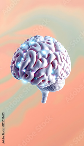 Psychedelic Brain isolated highlighted by white, png photo