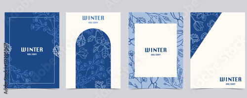 Cute winter background with blue flower