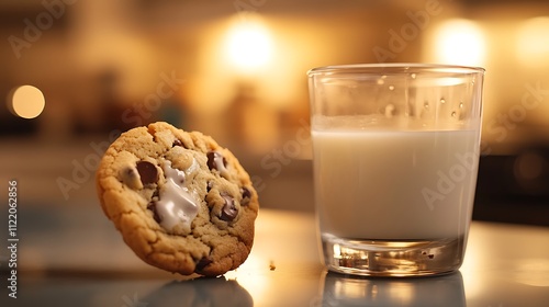 Chocolate Chip Cookie and Glass of Milk