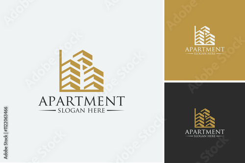 architectural logo design and business card templates. abstract structure of real estate, building, construction, apartment.