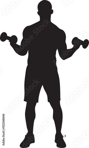 Muscle man and woman with dumbbells