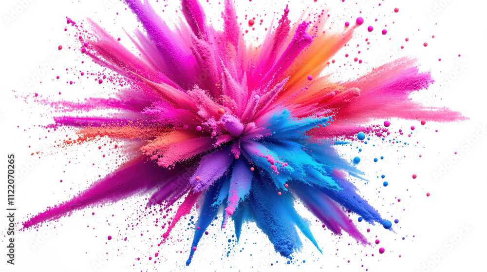 Obraz premium Colorful Holi Powder Explosion Background PNG, Transparent Indian Festival Colors Burst, Stock Photo