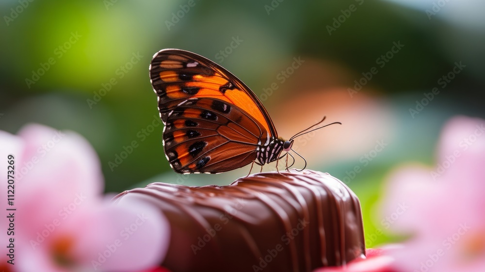Obraz premium Butterfly on heart-shaped chocolate, a sweet treat.