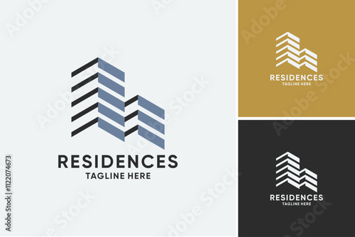 architectural logo design and business card templates. abstract structure of real estate, building, construction, apartment.