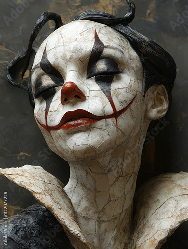  beautiful clown-girl as a surreal and absurd and enamel art style.