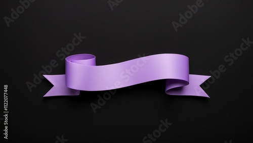 Aesthetic purple ribbon banner design on a plain black background