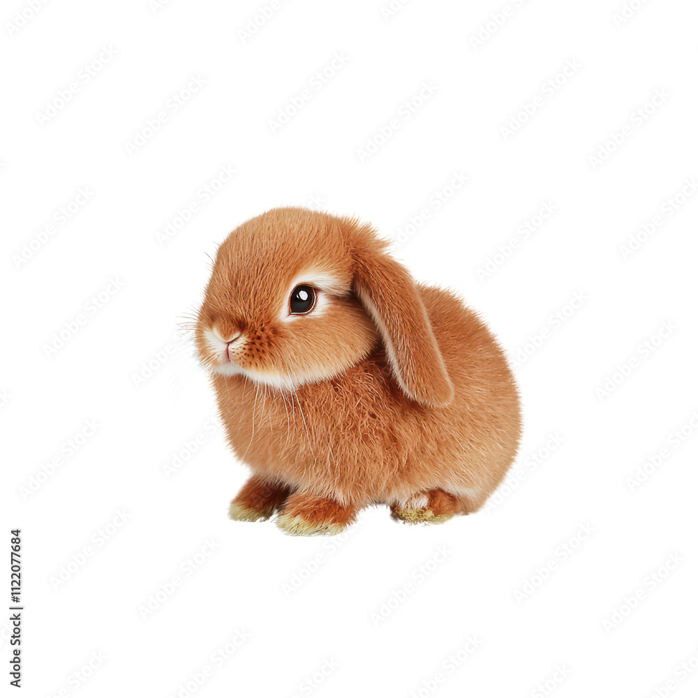 Fluffy brown rabbit with long ears sitting on transparency background, looking curious and adorable. isolated on transparent background Fluffy brown rabbit with long ears sitting on transparency background, looking curious and adorable. isolated on transparent background